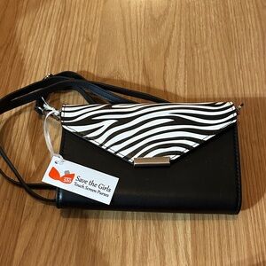 Save the Girls Black and White Zebra Crossbody Bag